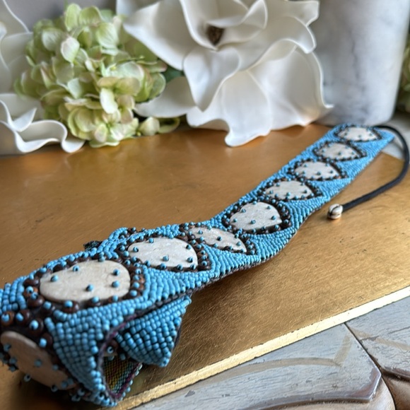 VNWOT! Genuine Stone and Hand Beaded 2.5” Belt main image 5